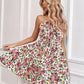 Floral Print Suspender Dress With Elastic Waist Design