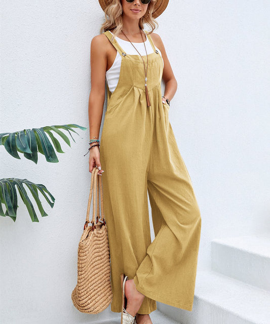 Long Bib Pants Overalls Casual Loose Rompers Jumpsuits With Pockets