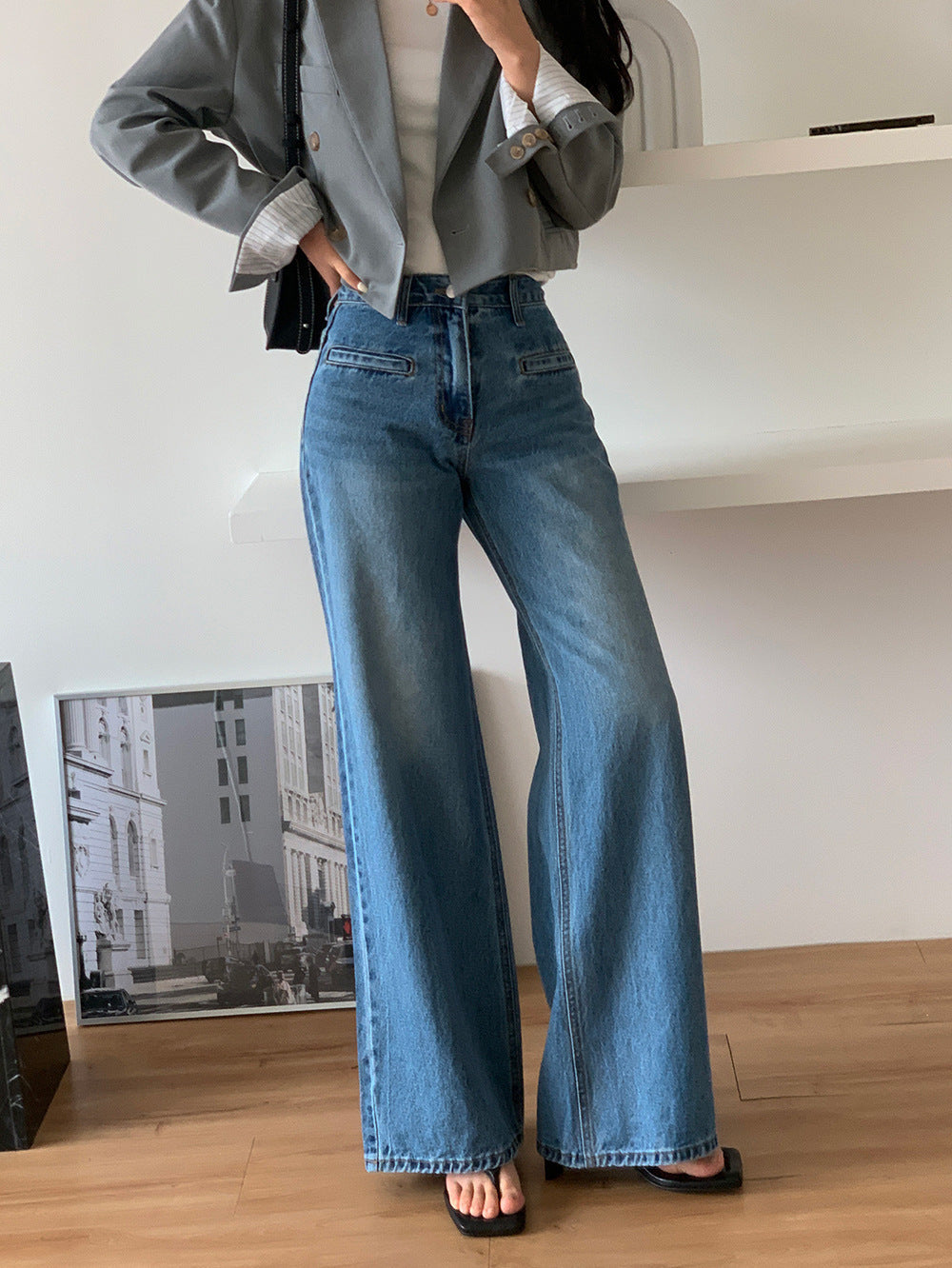 Schlankmachende Retro-Jeans mit hoher Taille