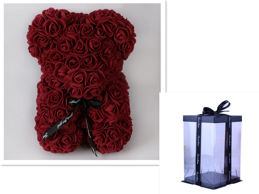 Liebesgeschenk Rosenbär Ewige Blume Rose Teddybär PE-Schaumbär 25 cm