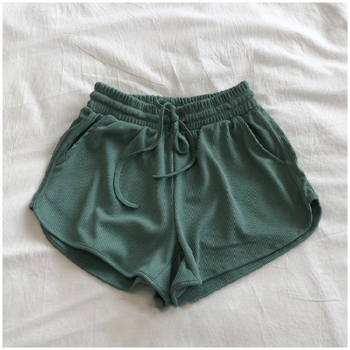 Ice Silk Thread Shorts Summer  Style Elastic Waistband