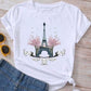 Flower Plant Bottoming Shirt Half Sleeve Simple Cartoon