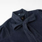 Washed Dark Blue Casual All-match Lace-up Bow Denim Shirt