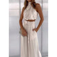 Summer Suits Casual Sleeveless Midriff-baring Top And Wide Leg Pants 2pcs Set