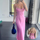 Satin Long Dresses Elegant Sleeveless Slip