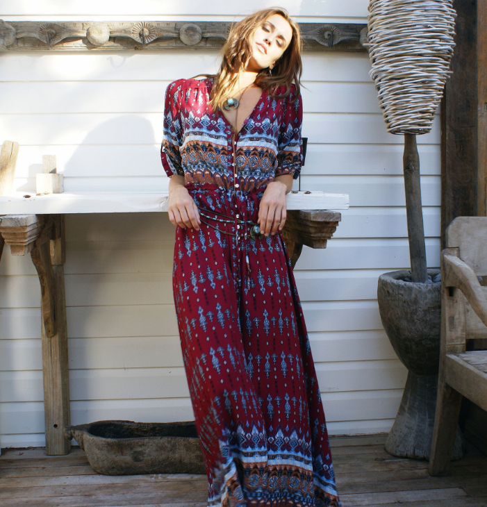 Damen Strand Boho Maxikleid