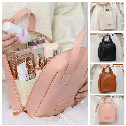 Shell Shape PU Leather Cosmetic Bag Waterproof Letter Makeup