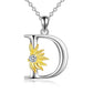 Sterling Silver Initial Alphabet Sunflower A Letter Script Name Pendant Necklace