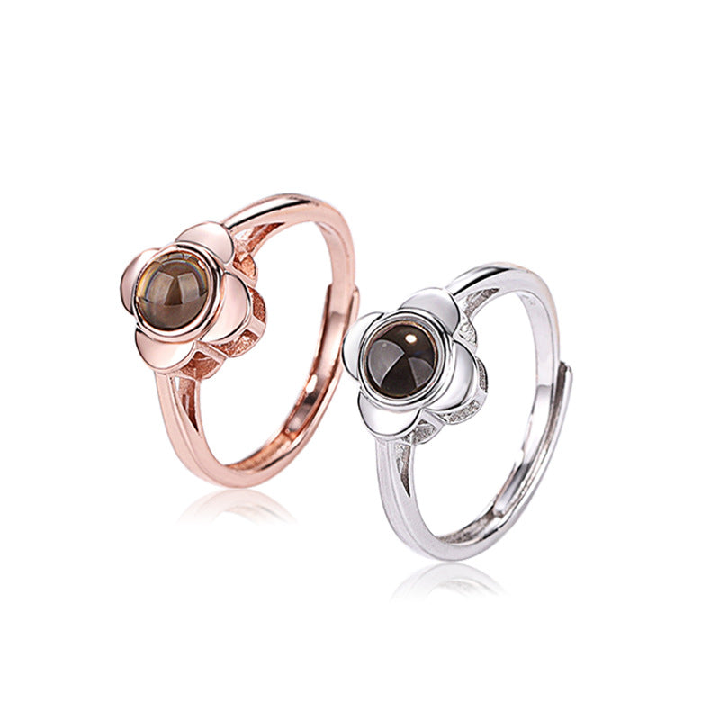 Projection Ring for Women Adjustable Couple Rings Flower Shape