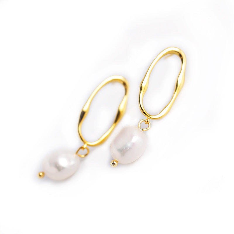 Personality Trend Baroque Irregular Shaped Water Pearl Earrings