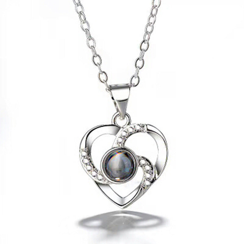 Collana con proiezione fotografica colorata romantica in argento S925 stampata su richiesta