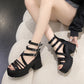 Fashion Platform Back Zipper Short Sandals