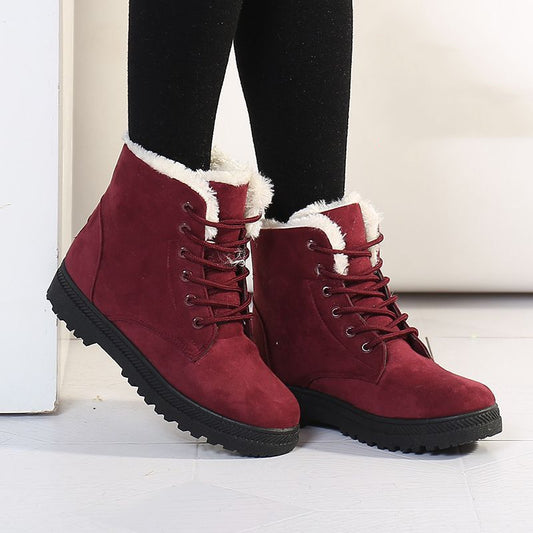 Winter-Schneestiefel mit warmen Plüsch-Stiefeletten für Damenschuhe