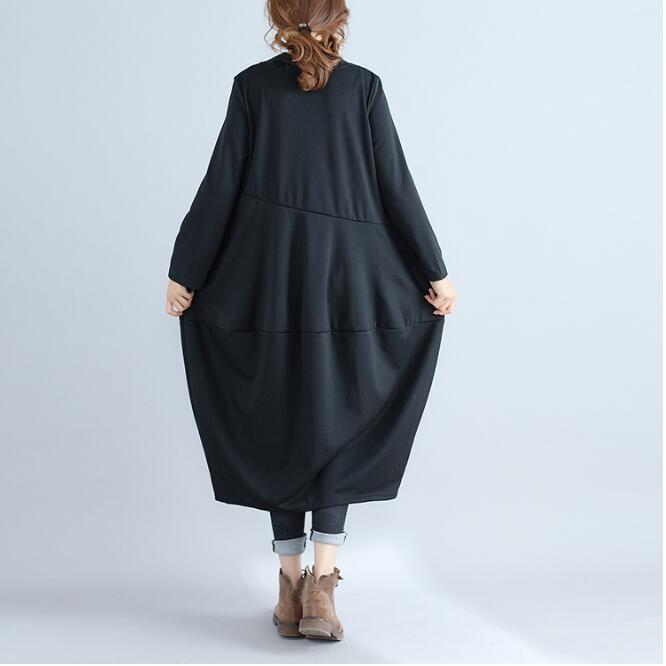 New Style Autumn Long Dress Loose Solid Cotton Linen Women dress