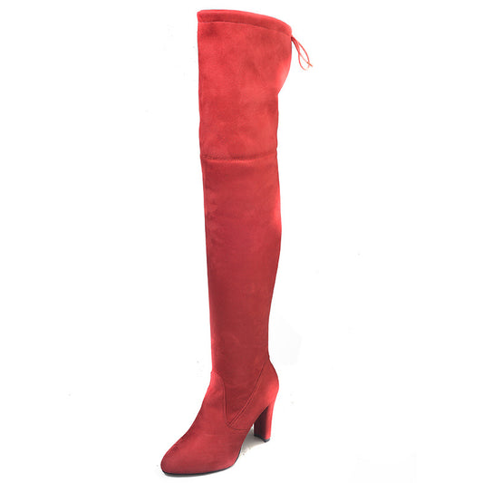 Pointed Toe Chunky Heel Over-the-knee Boots Springy Thigh Boot Women