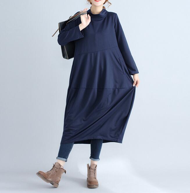 New Style Autumn Long Dress Loose Solid Cotton Linen Women dress