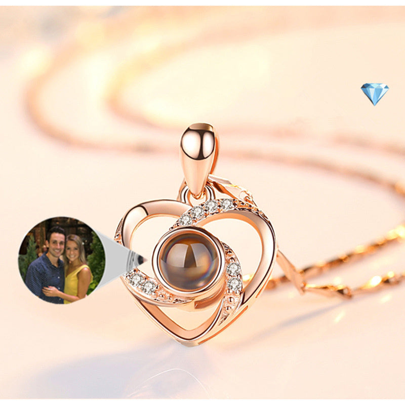 Collana con proiezione fotografica colorata romantica in argento S925 stampata su richiesta