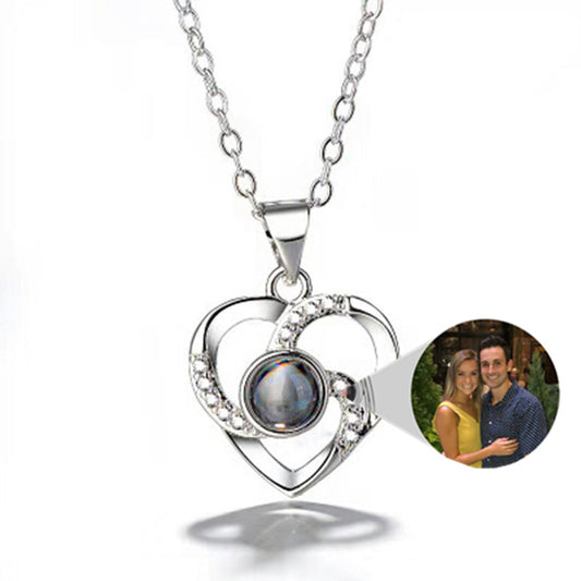 Print On Demand S925 Silver Romantic Colorful Photo Projection Necklace