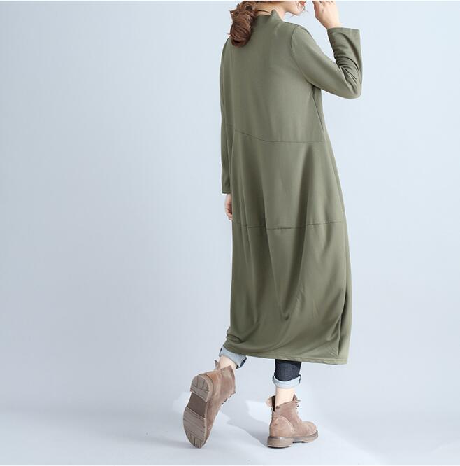 New Style Autumn Long Dress Loose Solid Cotton Linen Women dress