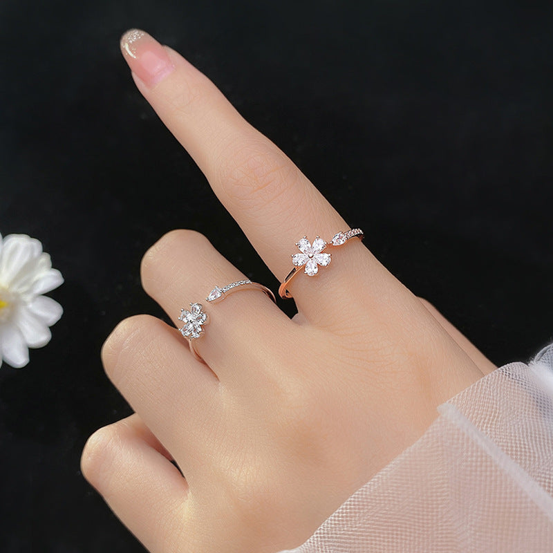 Five-petal Flower  Style Silver Ring