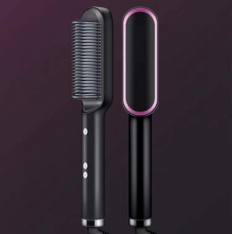 Neue 2 In 1 Haarglätter Heißer Kamm Negative Ionen Curling Tong Dual-zweck Elektrische Haar Bürste