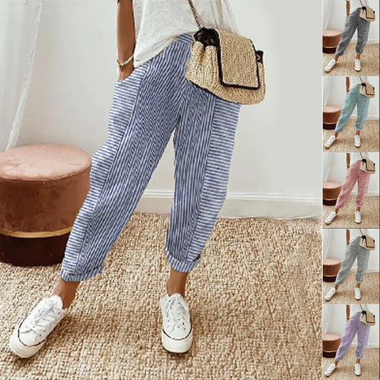 Striped Print Trousers Summer Fashion Casual Loose Pants