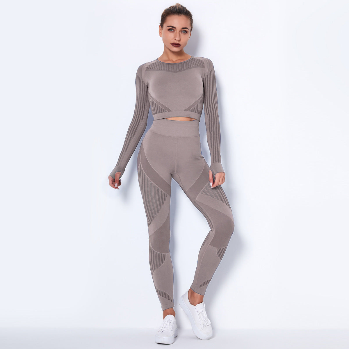 Seamless Knitted Absorbent Yoga Long-Sleeved Suit