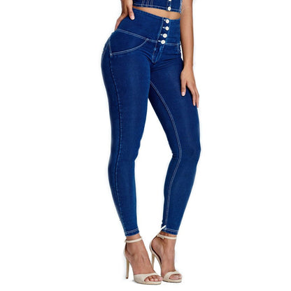 Pfirsichfarbene Hüftjeans für Damen