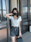 Breasted Denim Shorts Slim Ultra-High Waist Tuck