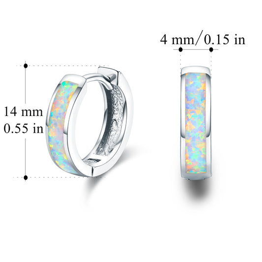 Hinged Hug Opal Earrings in 925 Sterling Silver Hoops Earrings for Women