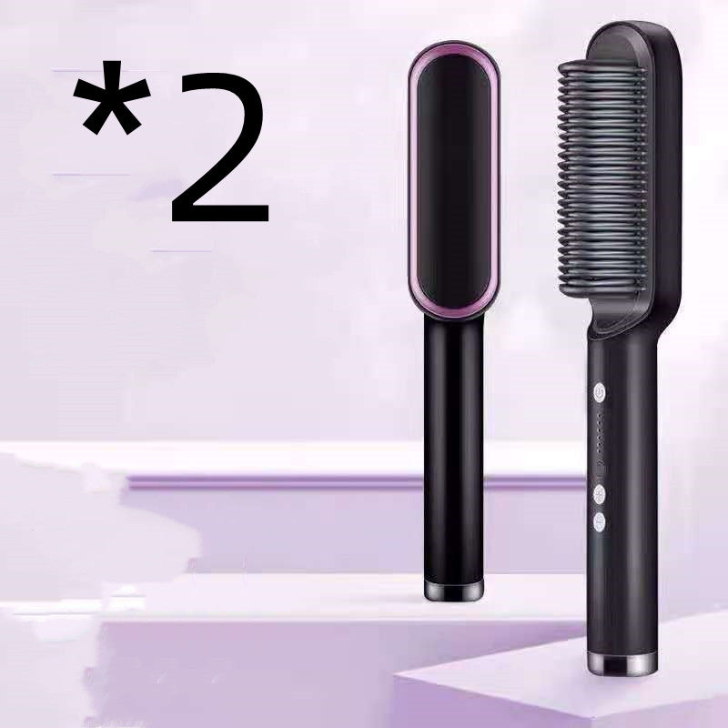 Neue 2 In 1 Haarglätter Heißer Kamm Negative Ionen Curling Tong Dual-zweck Elektrische Haar Bürste