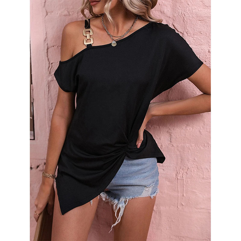 Off Shoulder Blouse Summer Irregular Design Tops Shirt