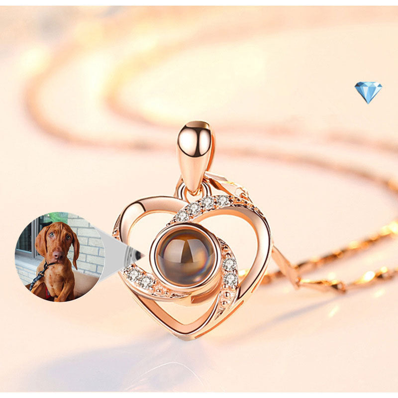 Collana con proiezione fotografica colorata romantica in argento S925 stampata su richiesta