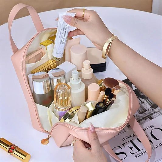 Shell Shape PU Leather Cosmetic Bag Waterproof Letter Makeup