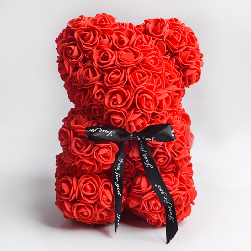 Love Gift Rose Bear Eternal Flower Rose Teddy Bear PE Foam Bear 25cm