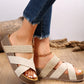 Woven Cross-strap Slippers Summer Platform Sandals Women Flat Beach Shoes