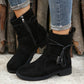 Round Toe Buckle Shoes Casual Retro Boots With Side Zipper Low Heel Outdoor Non Slip Ankle Boots For Women