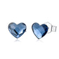 Sterling Silver Blue Crystal Tiny Small Heart Studs Earrings for Sensitive Ears