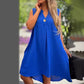 Summer V-neck Sleeveless Dress With Button Decoration Solid Color