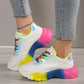 INS Style Regenbogenfarbene Sneakers mit dicker Unterseite und Schnürung