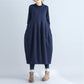 New Style Autumn Long Dress Loose Solid Cotton Linen Women dress