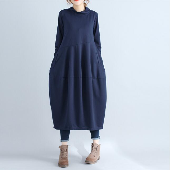 New Style Autumn Long Dress Loose Solid Cotton Linen Women dress