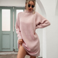 Winter turtleneck sweater knitted dress women