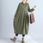 New Style Autumn Long Dress Loose Solid Cotton Linen Women dress