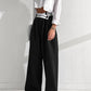 Commuter Color Suit Pants, Casual Drape Mop Pants Wide Leg Pants