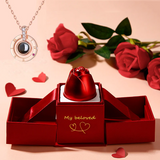 Geschenke Metall Rose Schmuck Geschenk-Box Halskette für Hochzeit Freundin Halskette Geschenke