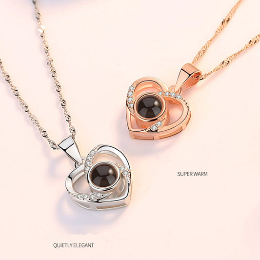 Print On Demand S925 Silver Romantic Colorful Photo Projection Necklace