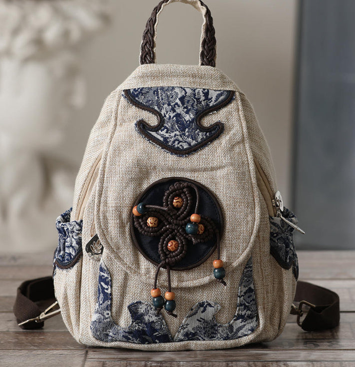 Borsa da torace in tela intrecciata, stile retrò, artigianato artistico, comoda e comoda, con cerniera multipla