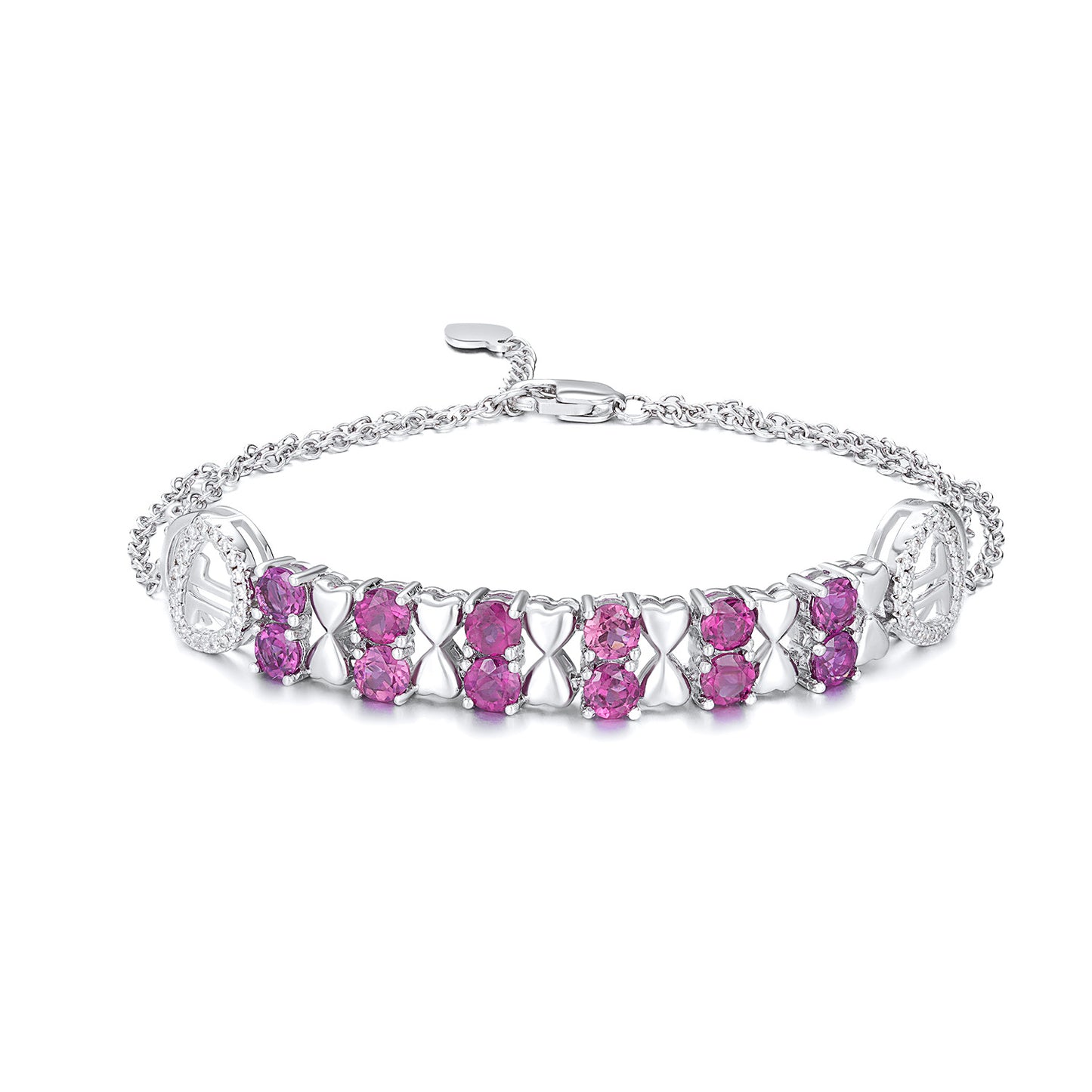 Bracciale in argento sterling S925 con granato viola, moda donna, gioielli di lusso leggeri con zirconi