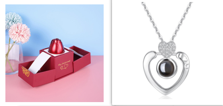 Geschenke Metall Rose Schmuck Geschenk-Box Halskette für Hochzeit Freundin Halskette Geschenke